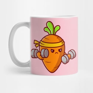 Cute Carrot Lifting Dumbbell Cartoon Mug